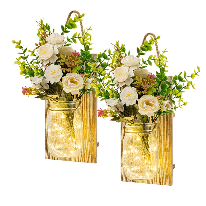 Peony  Eucalyptus Bouquet Mason Lamp Outside Lights Wall Led Square Modern Outdoor Wall Lamps Wall Light  decorative lighting