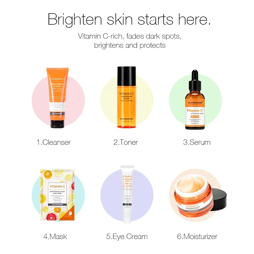 Customize Whitening Facial Skin Care Products Vitamin C Brightening Skin Care Set For All Skin Types