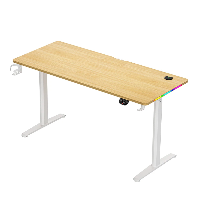 adjustable height gaming desk RGB  Light Racing PC Electric Computer Carbon fiber surface gaming table with led lights