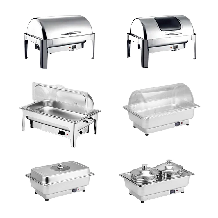 Stainless Steel Chafing Dish Folding Chafer Full Size Rectangular Chafer Dish For Catering Buffet Warmer Set