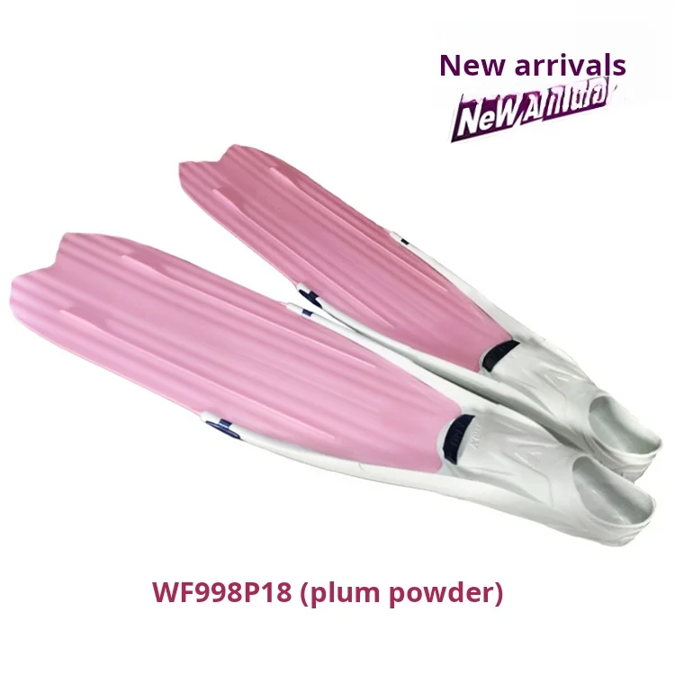 Professional free diving thermoplastic long fins for men and women all white deep diving fishing and rubber swim fins