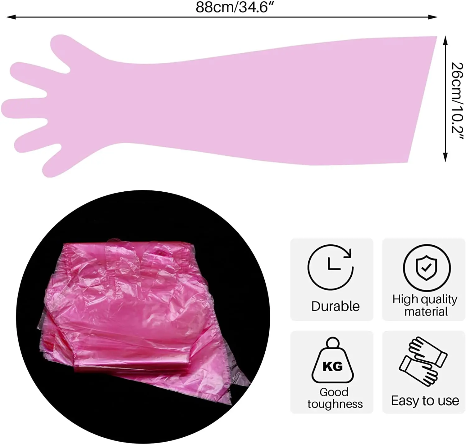 Artificial insemination rectal long gloves disposable plastic full arm long animal handling gloves