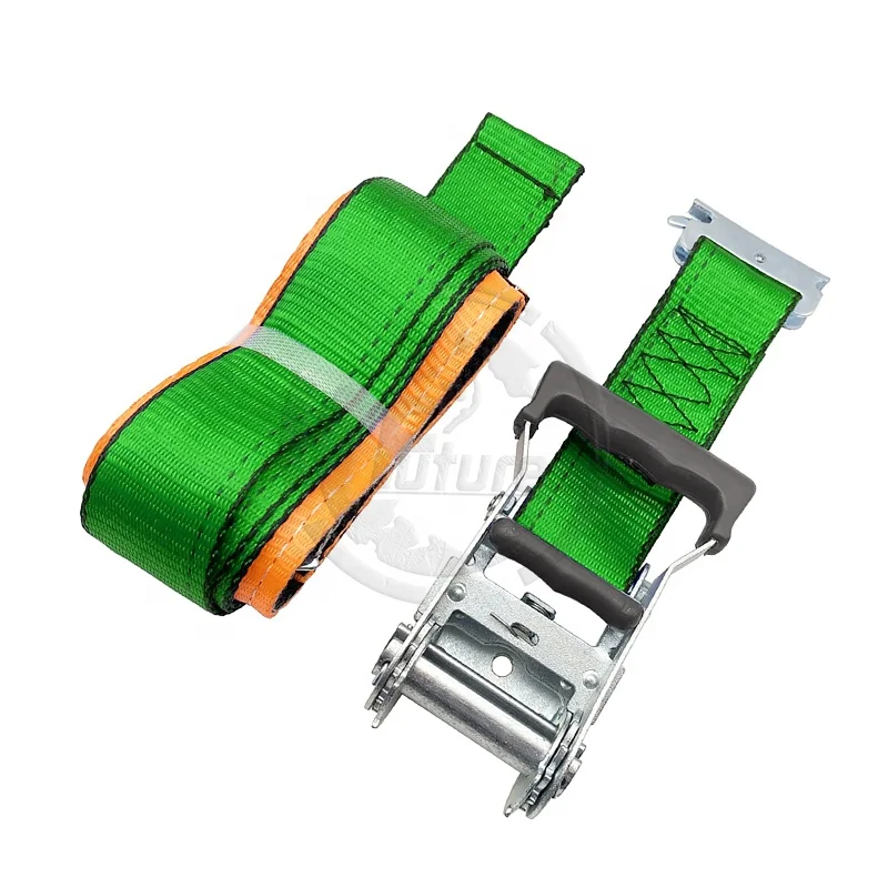 2inch*16ft 4400lbs E track tie down straps with skid Cover Sleeved vans belt logistics strap tie down Spring ratchet straps