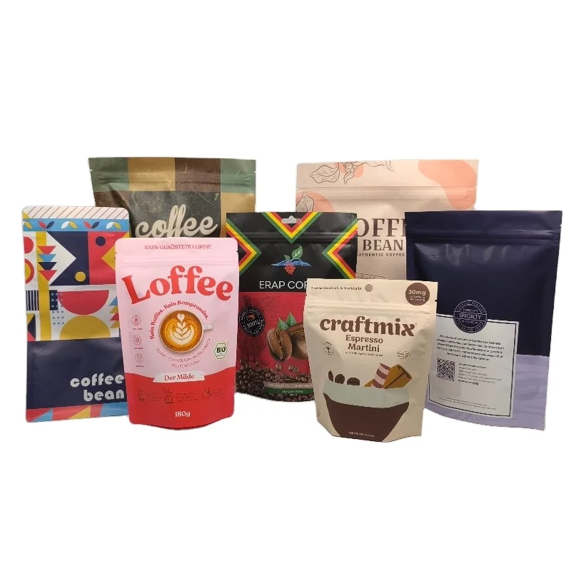 Brown Kraft Food Paper Package Bag Flat Bottom Coffee Kraft Paper Bag For Packaging