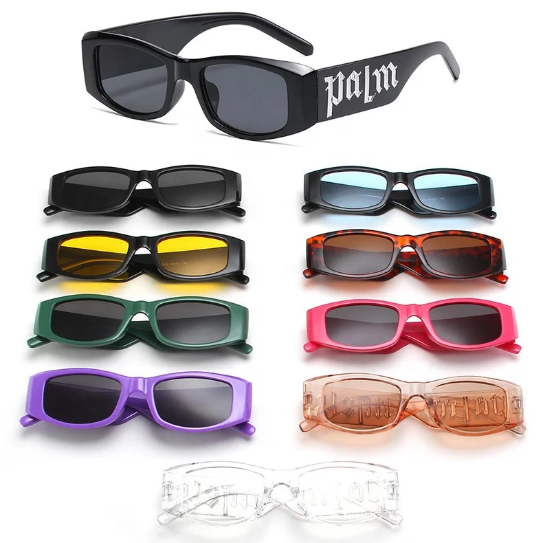 Rectangle Metal logo Custom Black Sunglasses 2024 Luxury Fashion Small Square Frame Shades Glasses Women Men