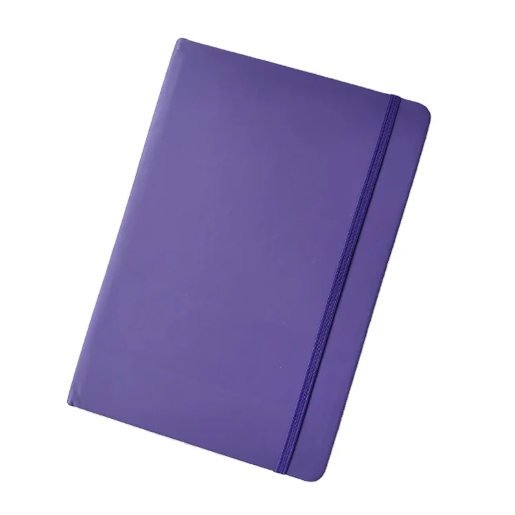 A5 purple PU leather hardcover notebook with elastic band
