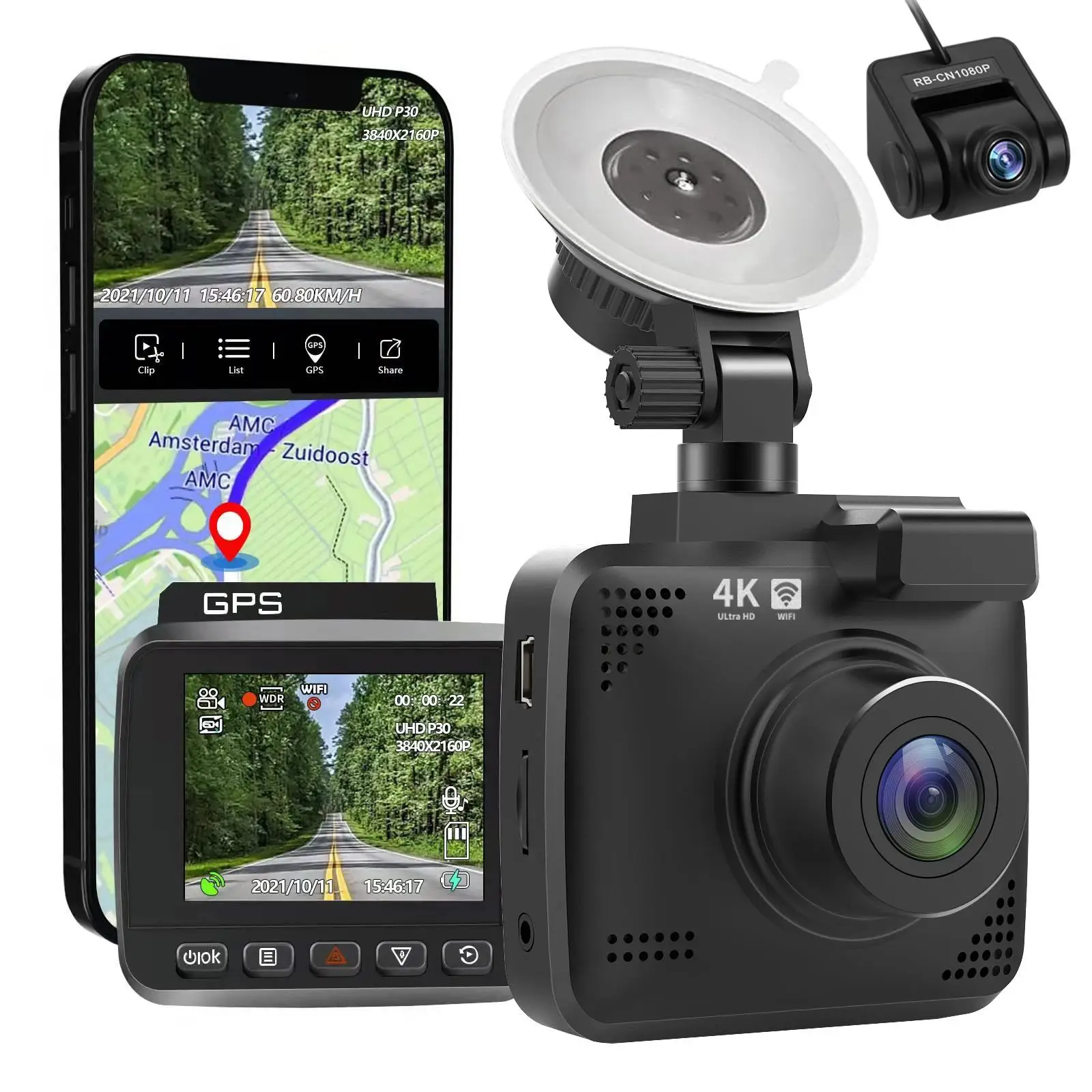 2.0 IPS Screen Front 2K Rear 1080P auto electronics car video car dvr dash cam 4gfor dash cam 1080p