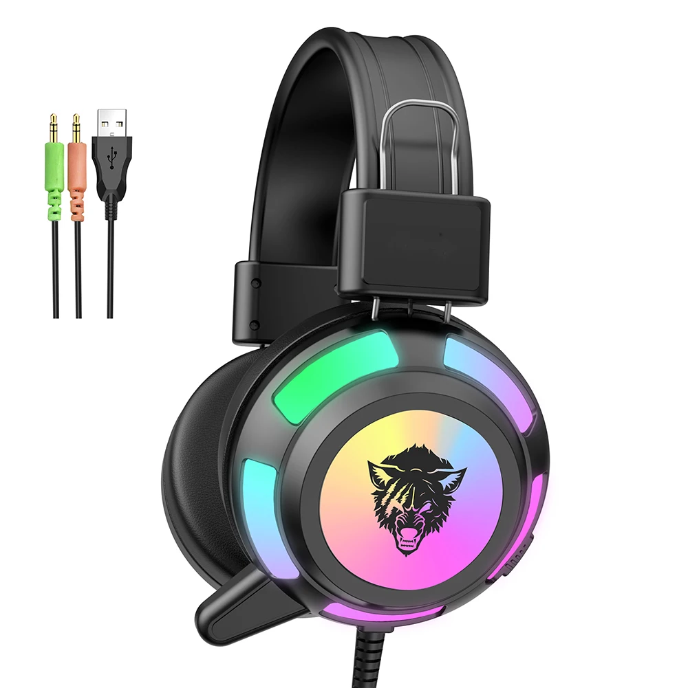 Шумоподавляющие USB проводные стерео RGB светодиодные игровые