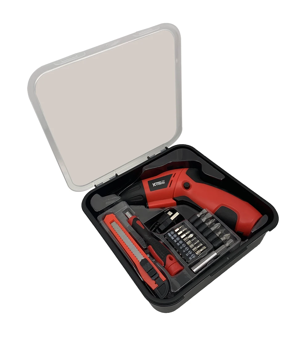 X-POWER KCS615L-P17B 3.6V lithium battery electric cordless screwdriver 17pcs LED DIY folded handle power high quality tool set