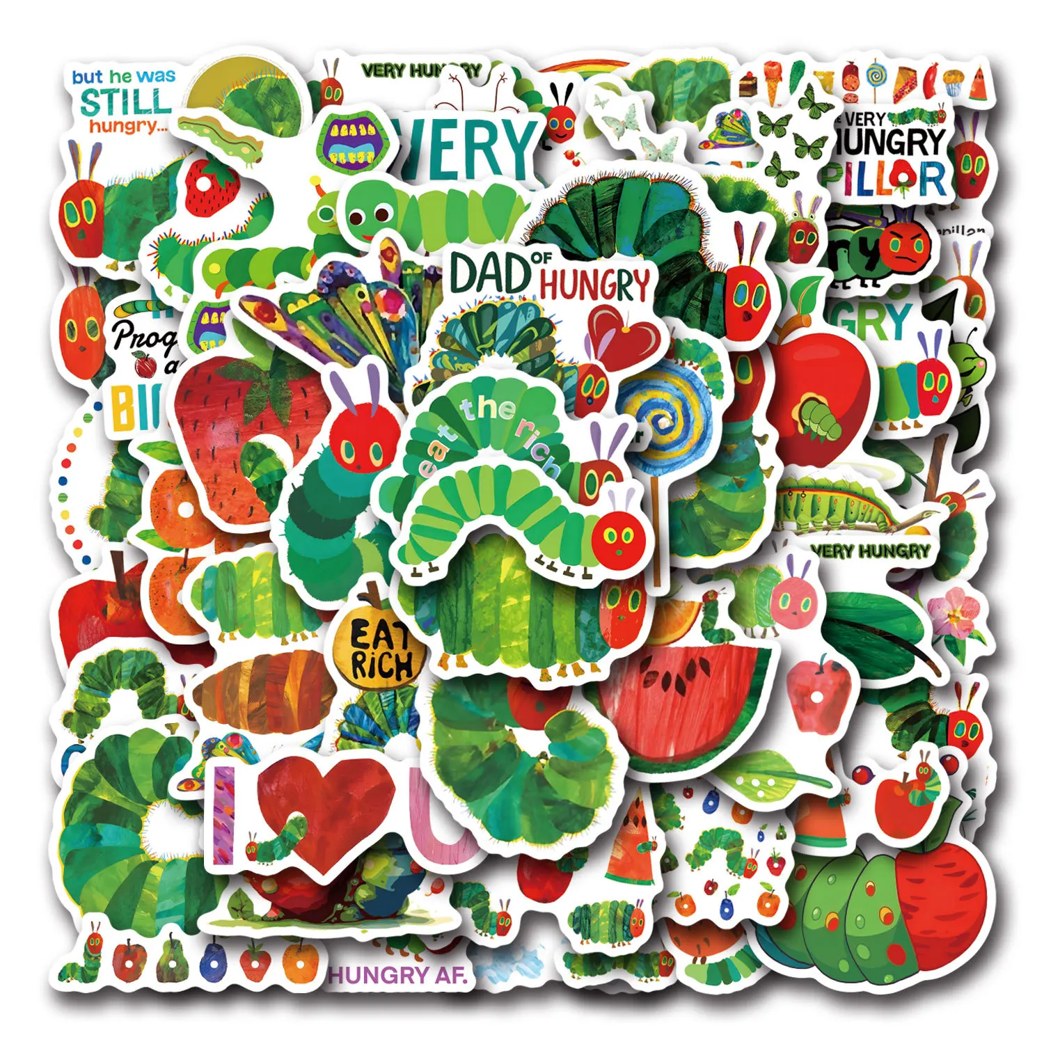 ZY2937C 55Pcs The Very Hungry Caterpillar Graffiti DIY Stickers Decorative Cup Guitar Laptop Luggage Vinyl Waterproof Stickers
