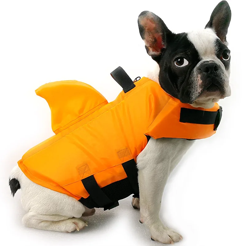Wholesale The New Orange dog life jacket for swimming shark Vests pet life jacket for swimming Shark fin