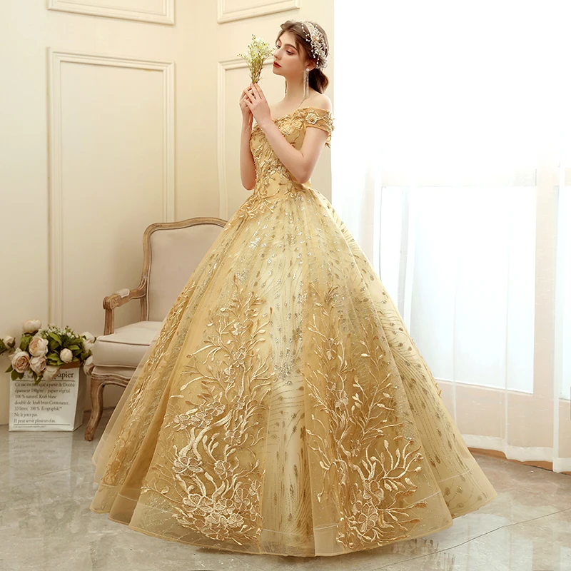 Feishiluo  Wholesale Off shoulder ball  gowns floor length fashion dress party prom dress for women dress