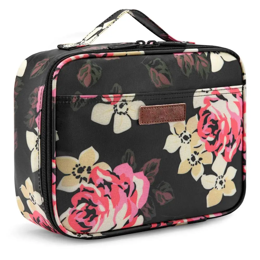 Lokass Insulted Thermal Tote Lunch Bag Flower Pattern Wide-open Kids Lunch Box Bag For School Travel Outdoor Cooler Bag