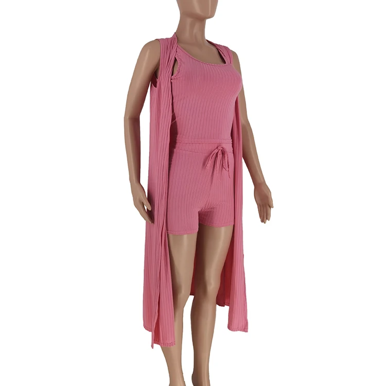 2022 casual loungewear boutique striped 3 piece set women clothing