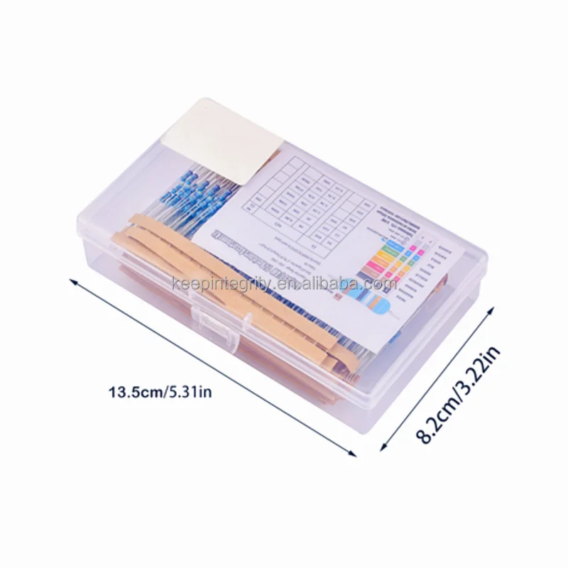 600pcs/lot 30 Values 1/4W 0.25W 1% Metal Film Resistors Assorted Pack Kit Set Lot Resistors Assortment Kits