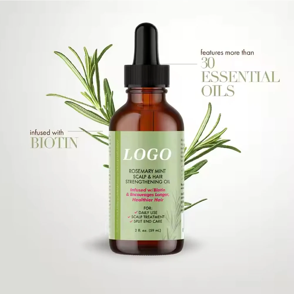 Private Label 59ML Anti Hair Loss Treatment Oil Nourishing Rosemary Avocado Oil with Mint for Scalp Skin Care Product