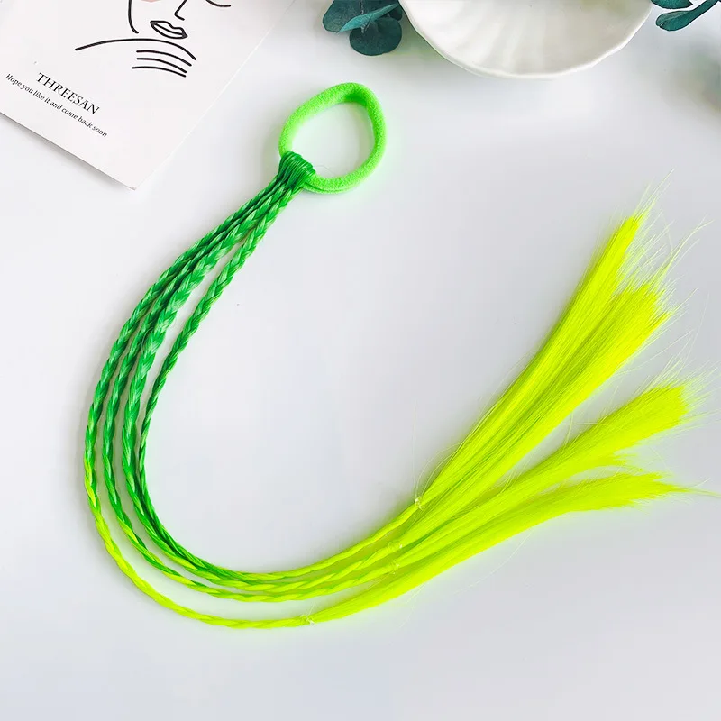 Cute Kid Ponytail Holder Ombre Color Hair Tie Girls Sweet Hair Extension Children Wig Braid Tie Children Braid