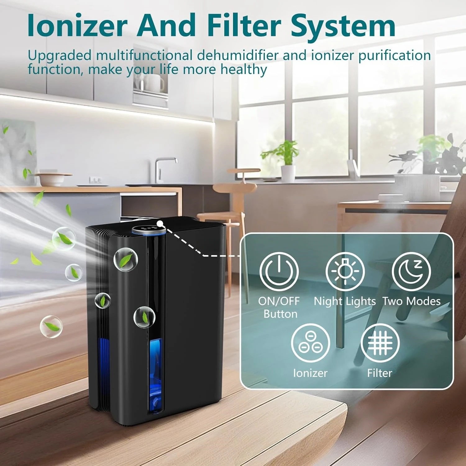 Multi-functional Household Air Filter Dehumidifier For Home with 2.8 L Water Tank