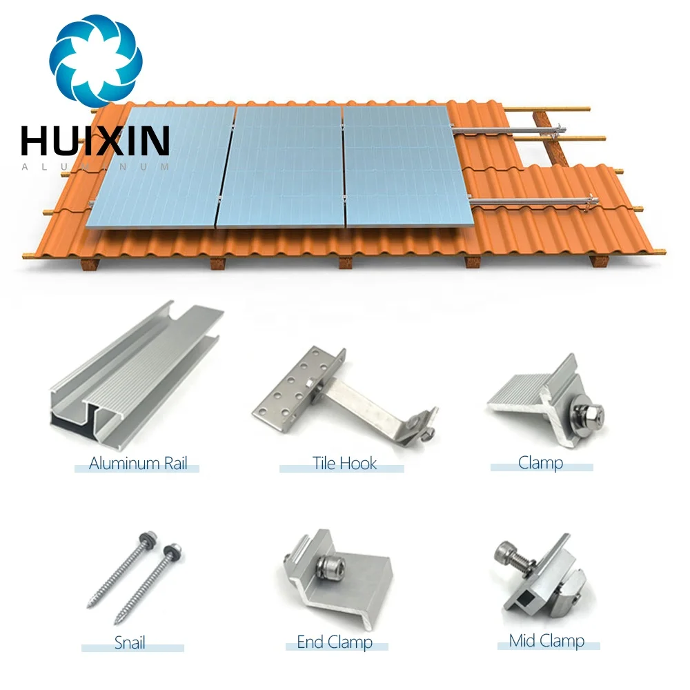 Tile Roof Pv Solar Panel Mount Rail Aluminum Solar  Mounting Bracket System