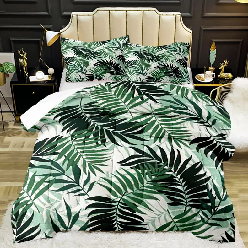Aoyatex Leaf Flowers Digital Printing  Bed Sheet Set Bedroom