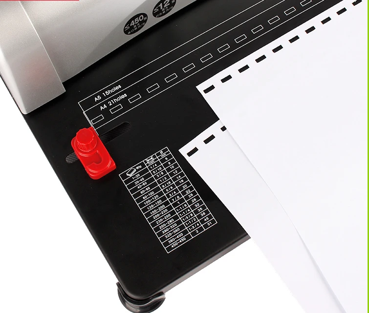 Office desktop easy use A4 size 450 sheets paper hand manual  perforating binding  bookbinding machine