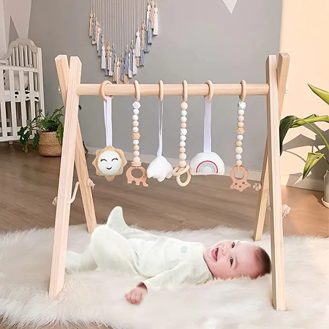 Customization Etsy Foldable Wooden Montessori Baby Play Gym Frame Activity Mat With  Teething Toys Nordic Baby Gym