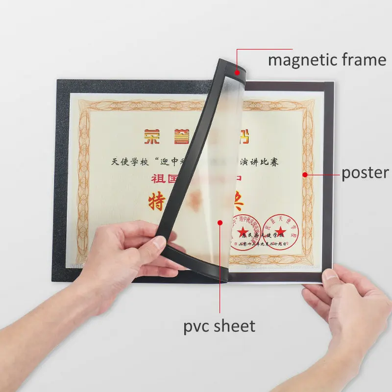 Magnetic Self Adhesive Poster Frame A3 A4 A5 A6 Square Wall Picture Frame Certificate Display Photo Frame