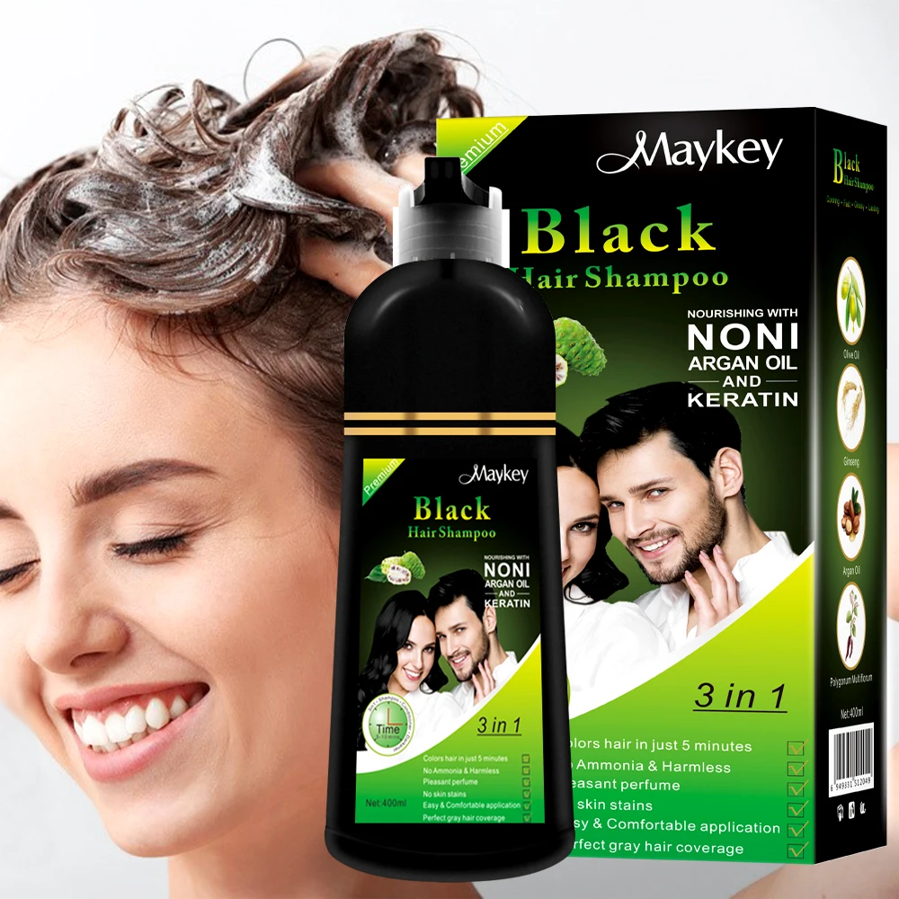 MAYKAY 16 Years OEM ODM Private Label Hair Care Factory Free Sample Black Hair Shampoo 3 in 1 for Covering Gray Hair Permanent