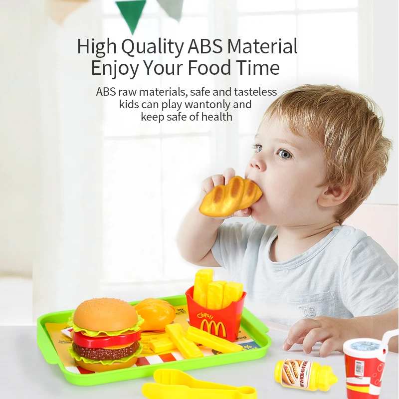 FiveStar Kids Plastic Hamburger Kitchen Toys Food Play Set, Pretend Fast Food Set Toy For Kid