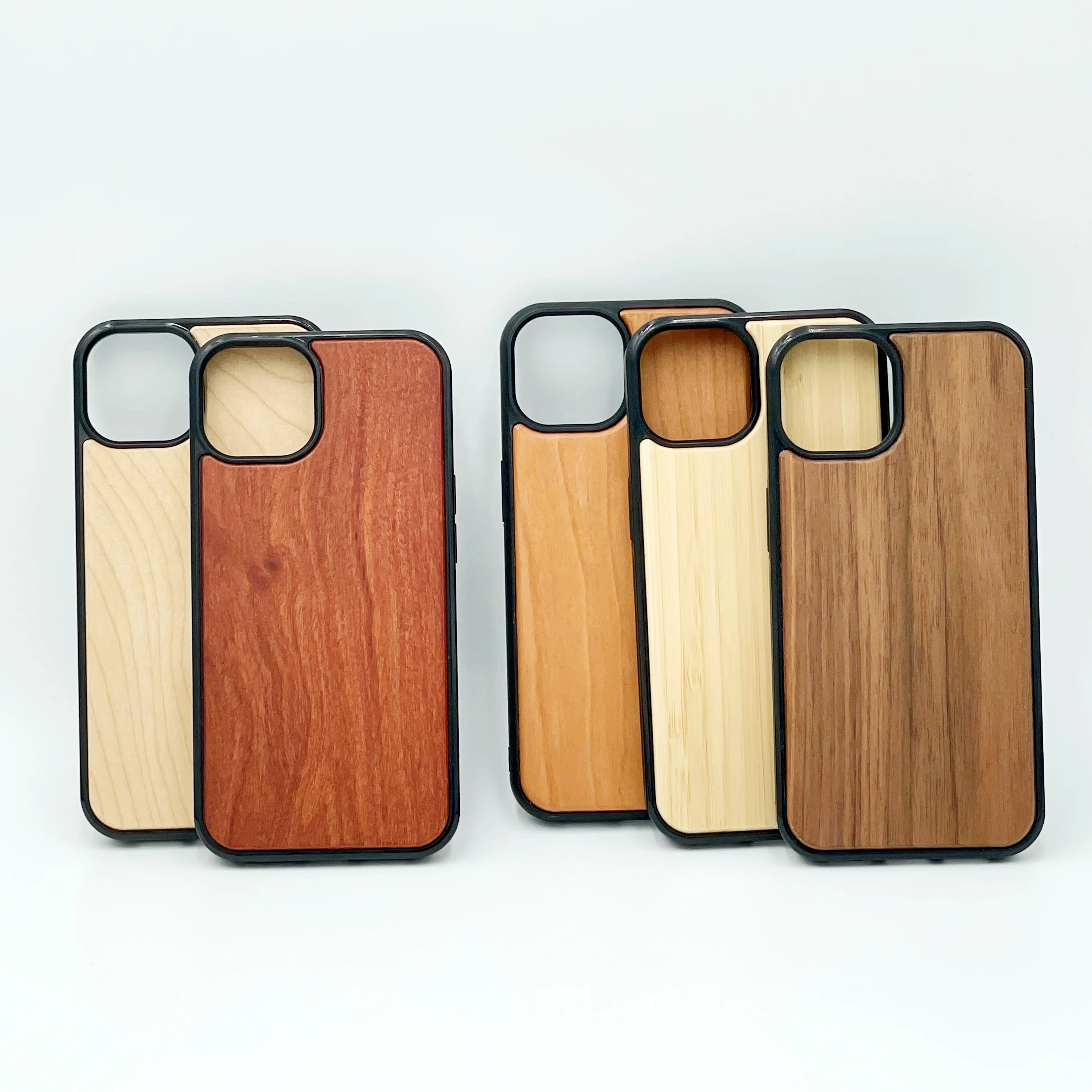 Wholesale Cute bumper phone case Natural Wood Layer TPU cell phone case for iphone 11 12 13 14 pro max design case with rubber