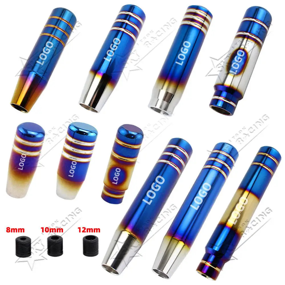 JDM Racing Sports Titanium Burnt Blue Gold Shifter Lever Stick Leather Aluminum Universal Car Shift Gear Knobs For BRIDE MUGEN