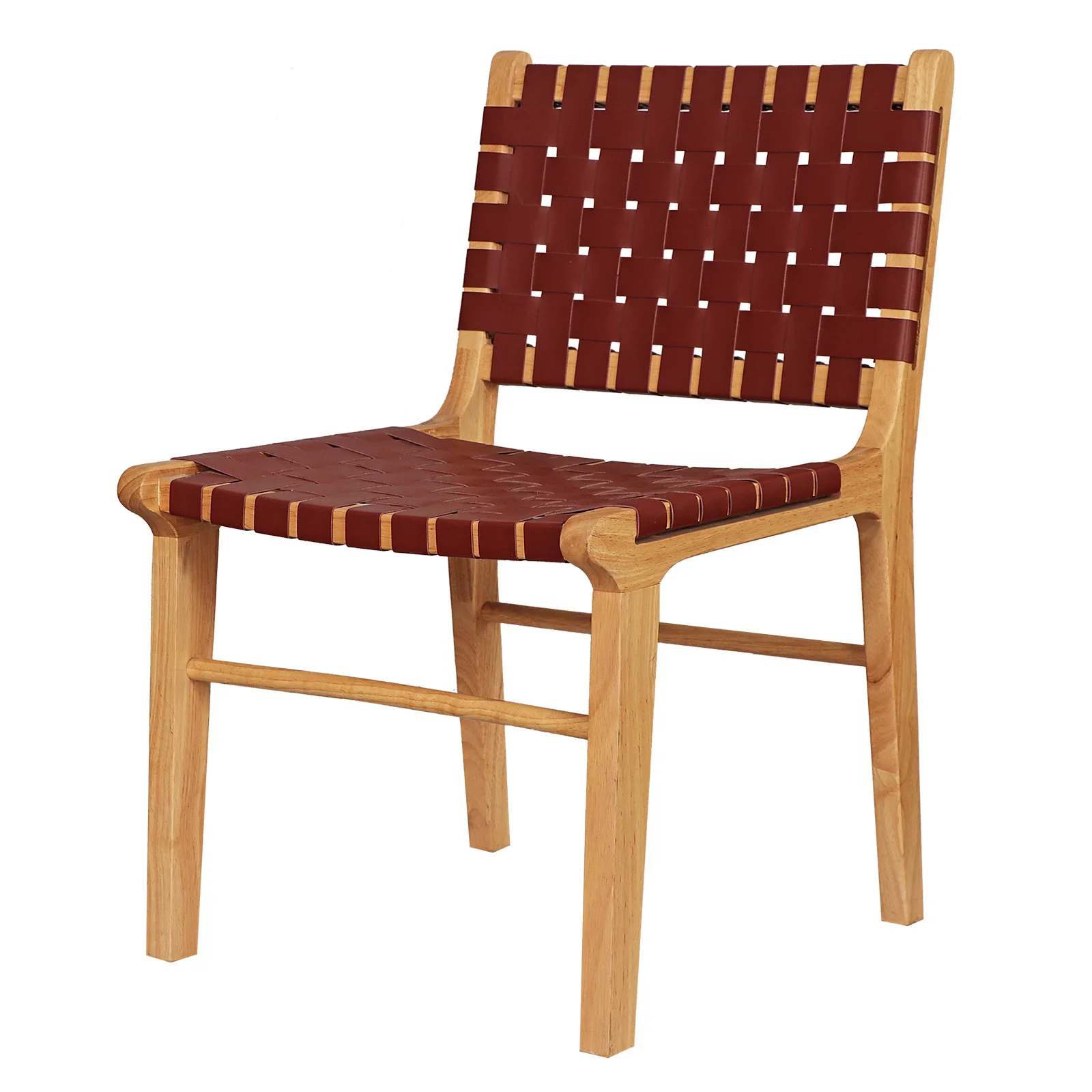 Factory Nordic Solid Wood Dining Room Furniture with Saddle leather Rattan Back Seat Wooden Dining Chair