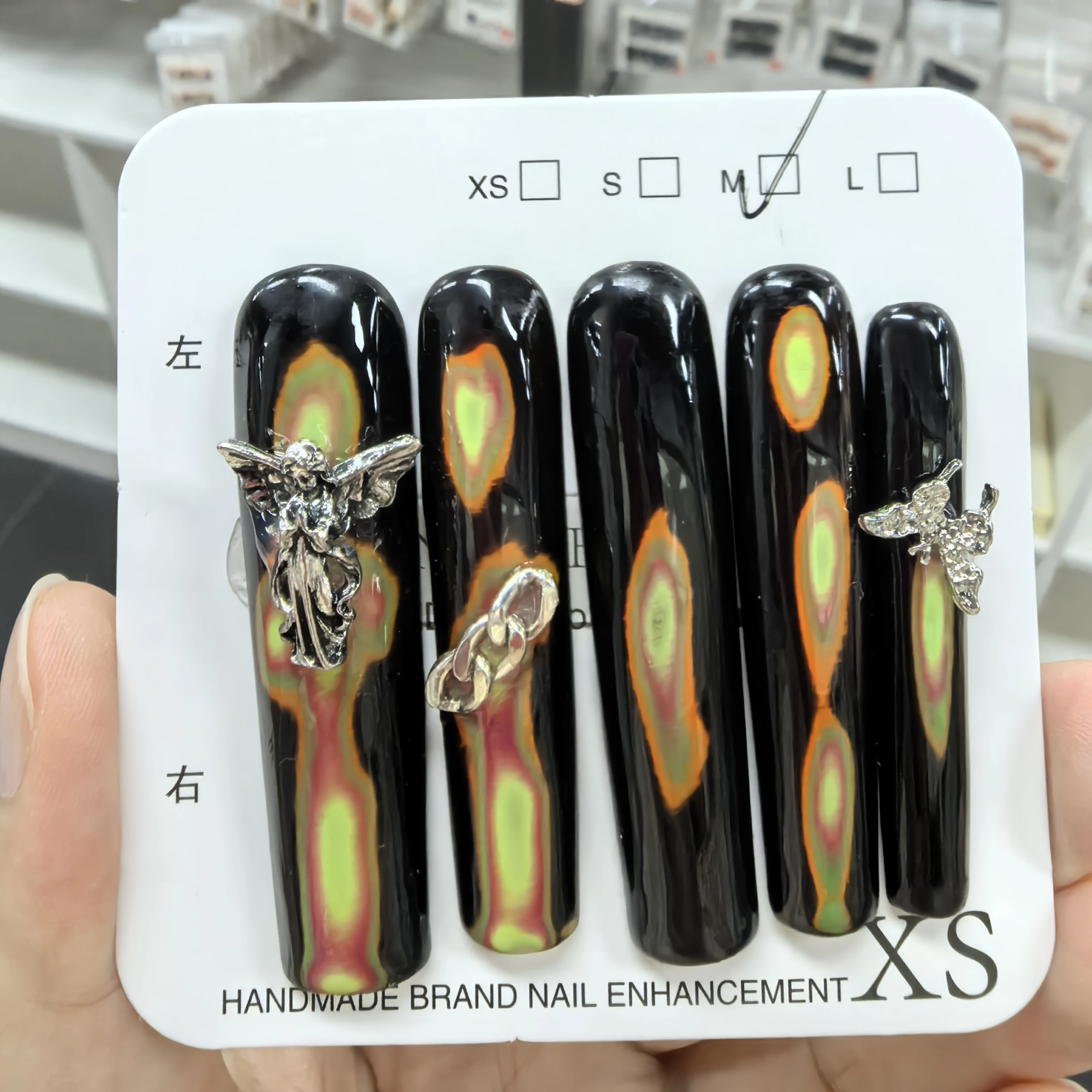 Luxury Dark Style Handmade Nail Black High Quality Press-On French Style Nails for Girls Spider Wear Manicure False Fingers