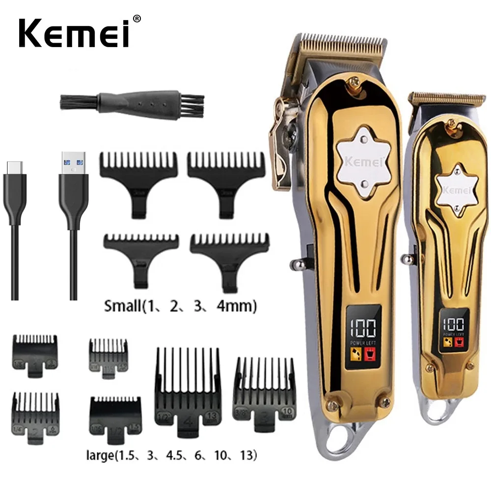 Gold Kemei Trimmer Kemei 2011 New Product Ideas 2022 Kemei Professional Hair Trimmer on Barber Chair