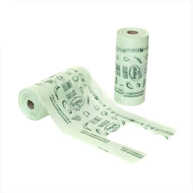 Wholesale Compostable Pla Corn Starch Supermarket Plastic Tshirt Food Packaging Vest Grocery Bag On Roll
