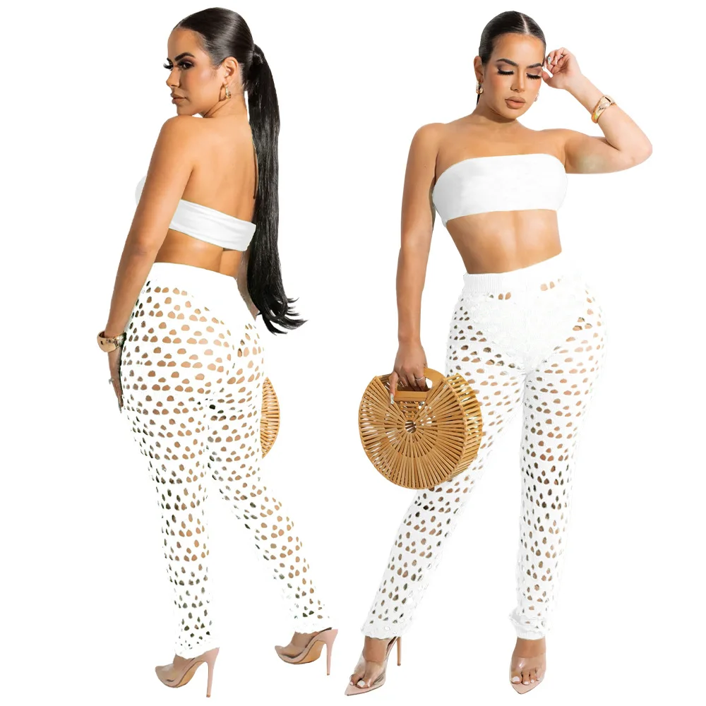 Custom Logo Color Two Piece Mesh Pants Set High Stretchy Sport Outfits Cozy Lounge Wear Women Skims Two Piece Set