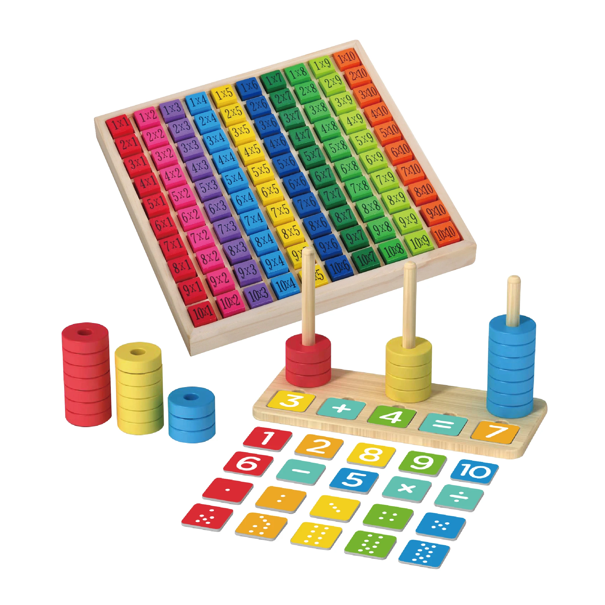 Wooden Multiplication Montessori Math Manipulatives Stacking Math Counting Table Board Stacking Game Toys