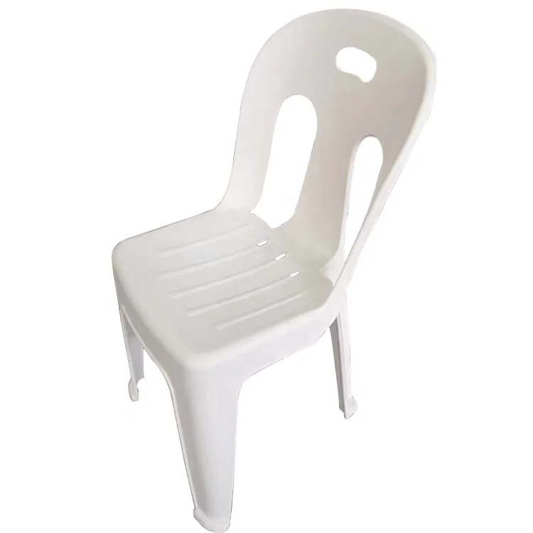 White Plastic Stackable Armless Dining Chair For Sale