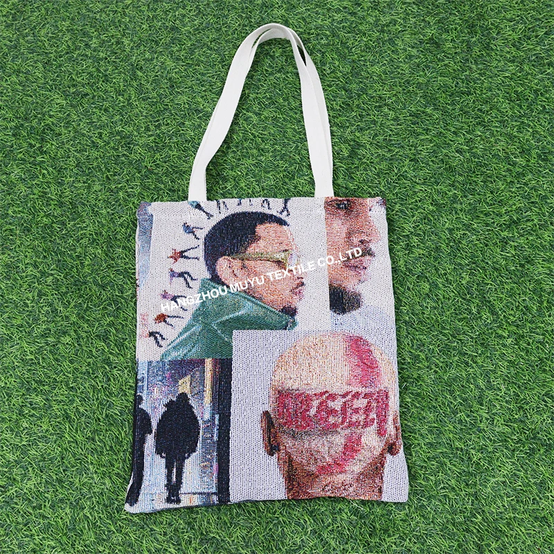 Low MOQ Quickly customize rappers Chris brown tapestry tote bag and canvas bag custom logo