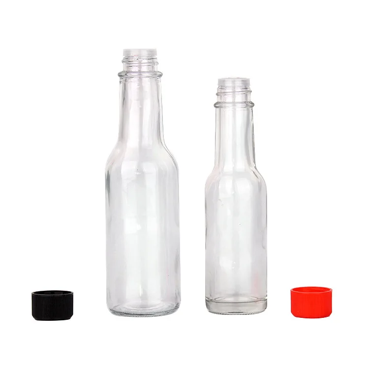 Hot Sauce Woozy Bottles Empty 5 Oz Complete Sets of Premium Commercial Grade Clear Glass Dasher Bottle with Shrink Capsule
