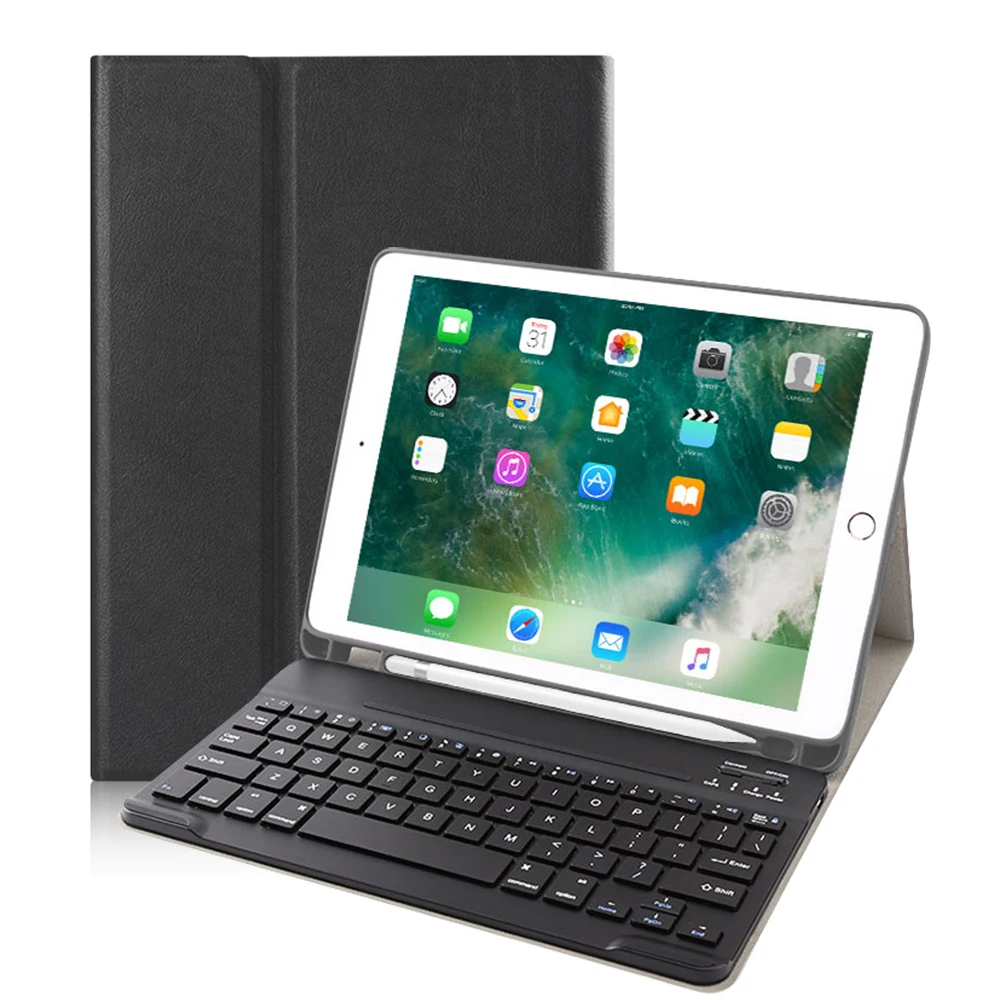 For ipad air 3 10.5 wireless keyboard case with pencil holder pen slot