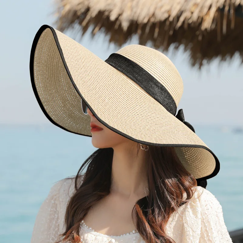 Summer Oversize Beach Hats Brim Large Straw Hat Multi Color Floppy sun-protection Travel Hat for women