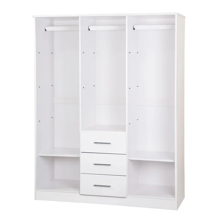 Modern Simple Clothes Wardrobe Modern Bedroom Cabinet Home Furniture White Wooden Metal Bedroom Wardrobe Price King Bedroom Sets
