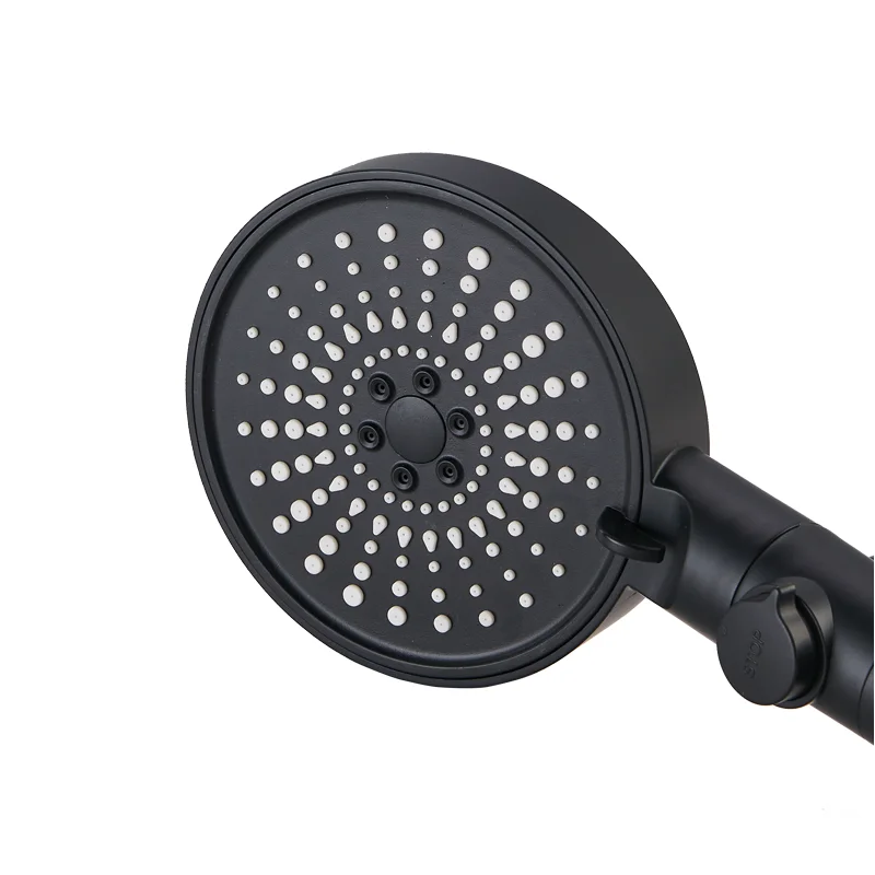 6 Function PP Filter Black Handheld Adjustable Water Flow High Pressure Water Saving Shower Head With Stop Button