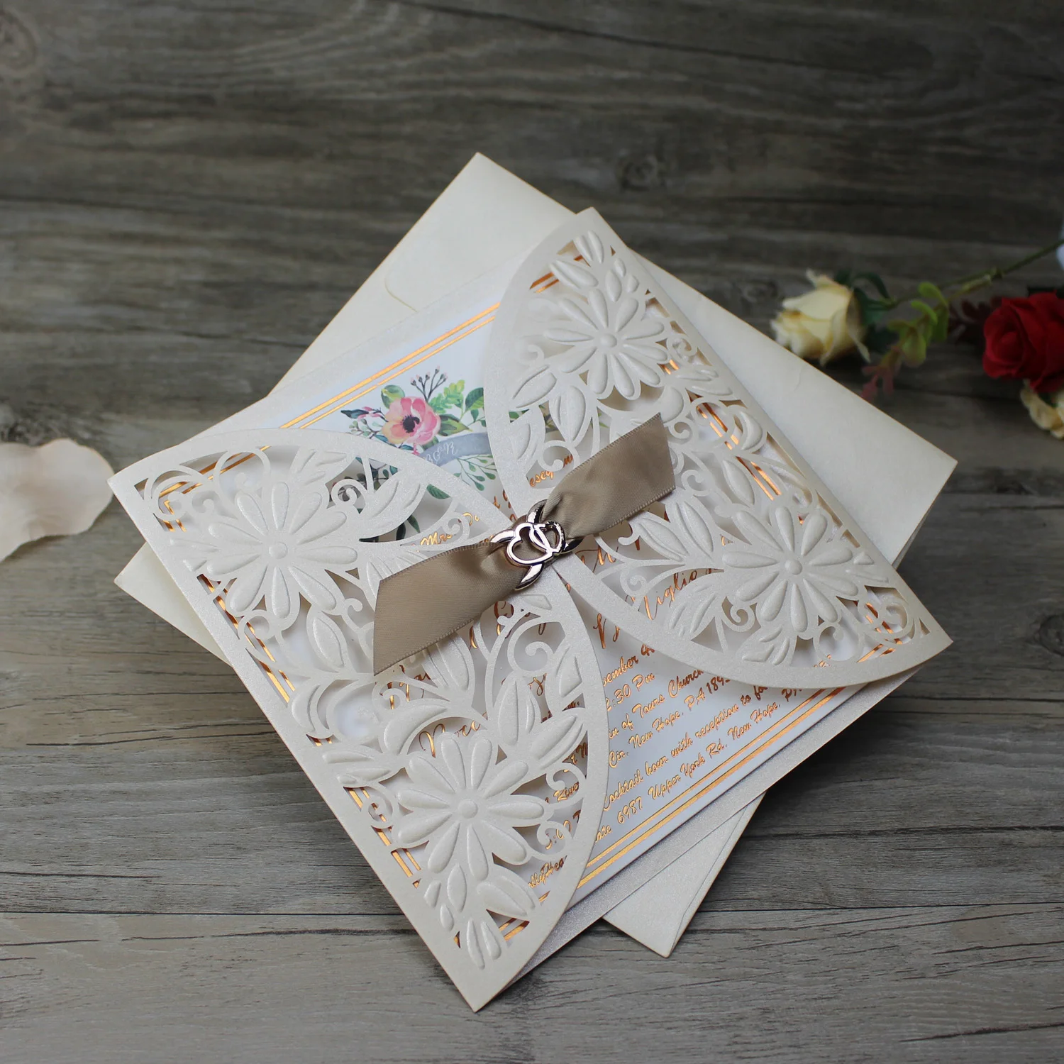 Wholesale Cheap Unique Laser Cut Cream Wedding Invitations and birthday invitation cards custom greeting cards