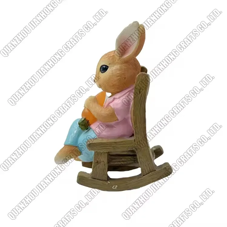 Personal Design Hot Selling Resin Cartoon Rabbit Doll Sculpture Animal Figurines For Home Decor