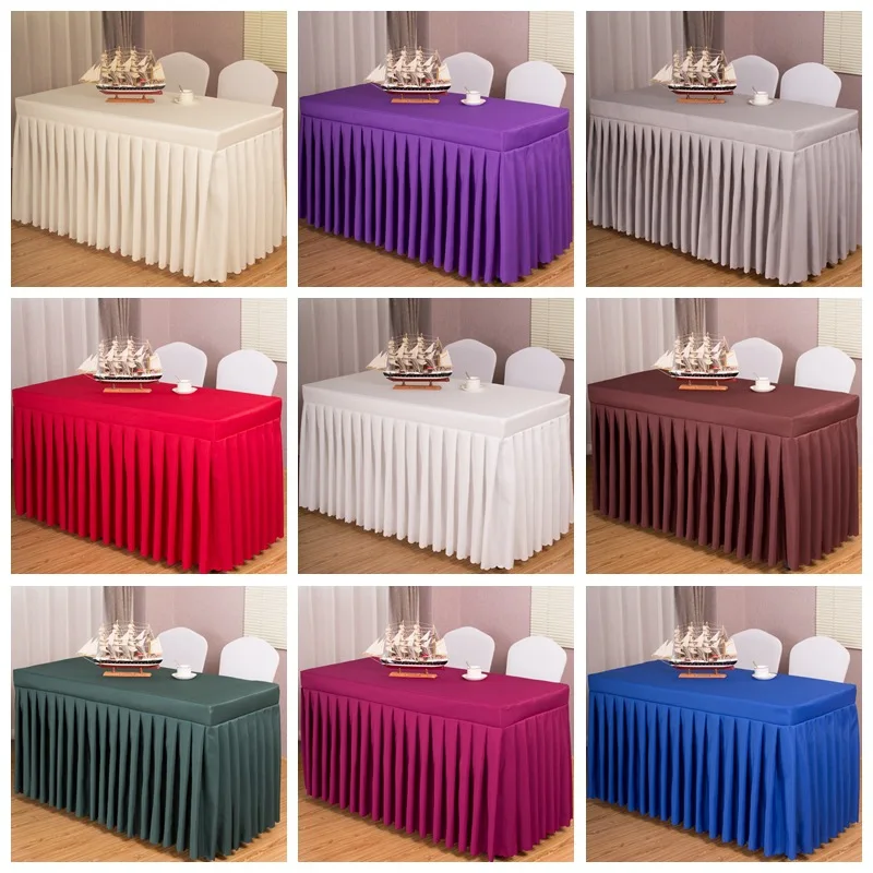 Factory Outlet Rectangular wedding tablecloth 100% polyester table skirt