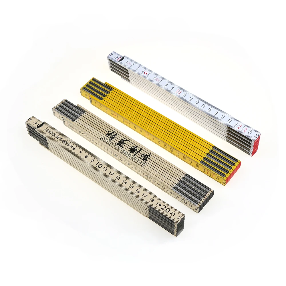 High Quality Factory Wooden Folding Ruler Accurate Scale 2M 10 Folding Spring Link Wooden Folding Ruler