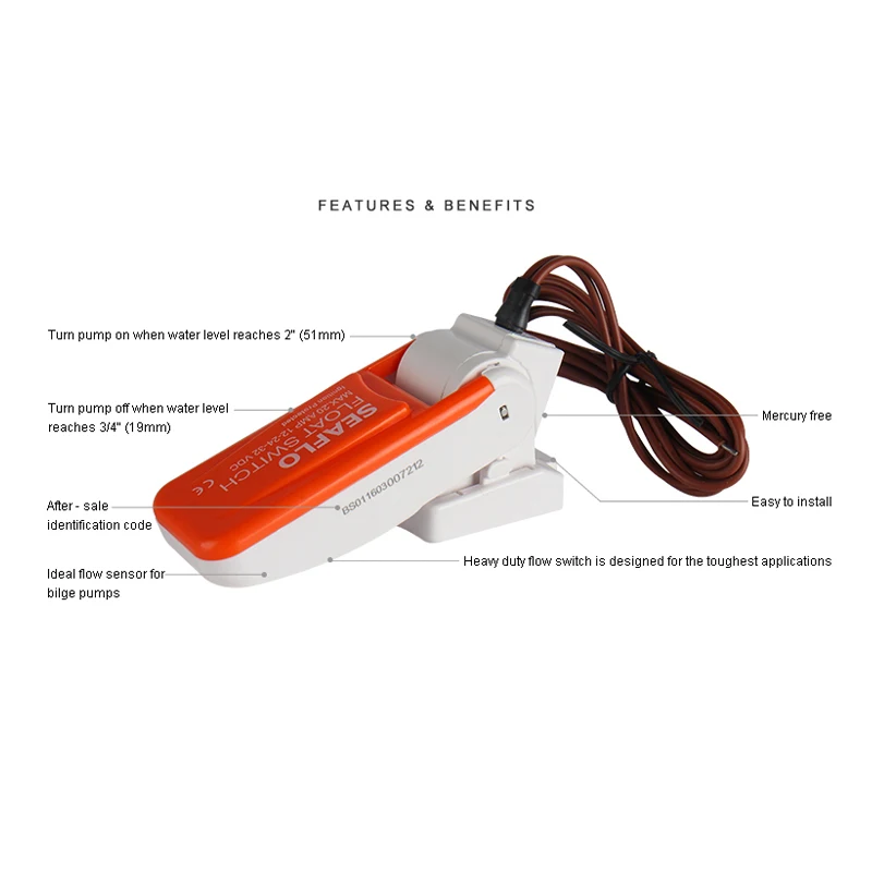 SEAFLO float switch water flow automatic power off control sensor submersible pump small water pump bilge pump