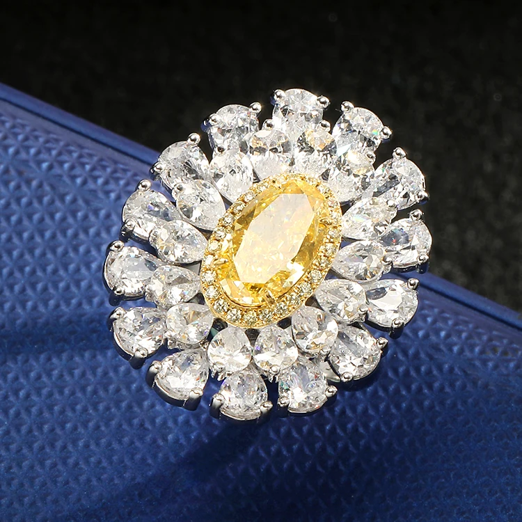 Роскошные ювелирные изделия с фианитом, кольцо из стерлингового серебра 925 пробы с крупным камнем